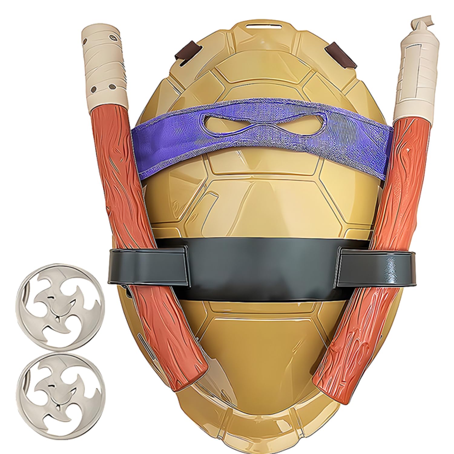 Turtle Shell Costume Set Halloween Party Favors Super Hero Costume Halloween Decor for Kids Birthday Party(Earthy Yellow)